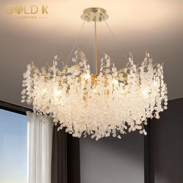 Rain Drop Gold Chandelier Aluminum Branch Chandelier Ceiling Light for Living Room