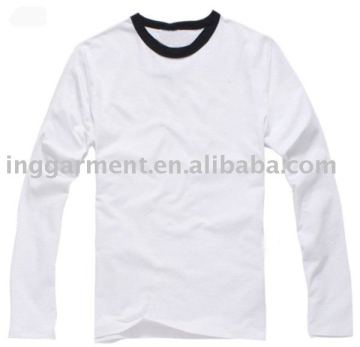 Cotton OEM Long sleeve T-shirt with Black Collar