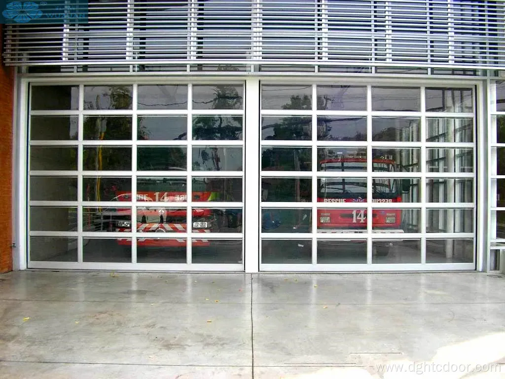 Automatic 8x7 frosted glass aluminium garage doors