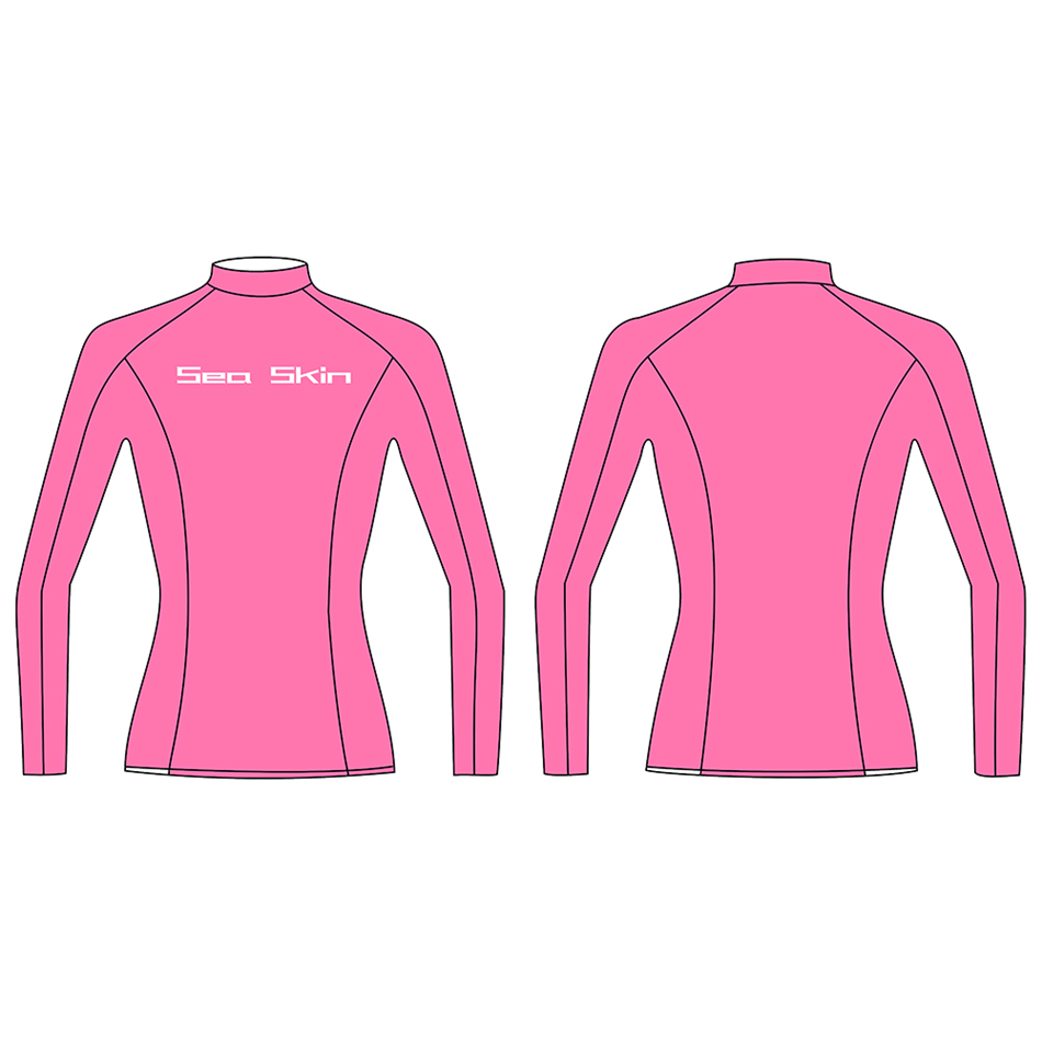 Seaskin Lengan Panjang Polyester Lycra Rash Guard