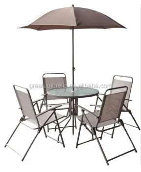 Outdoor Patio Dining Set with Umbrella - 6 Piece Set