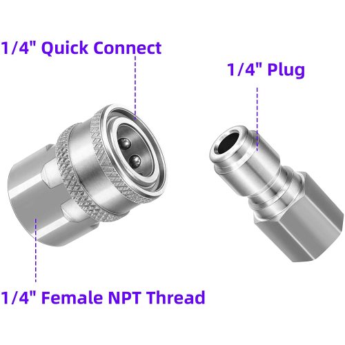 Conector rápido de aço inoxidável e feminino