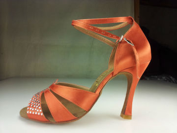 Orange Shine Crystal Lady Dance Shoes Latin Dress Shoe