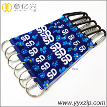 sublimation short lanyard black carabiner key chain