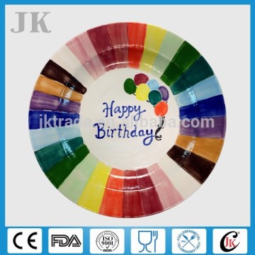 Wholesale 8.5" 10.5" colorful custom printed ceramic birthday plates for special days