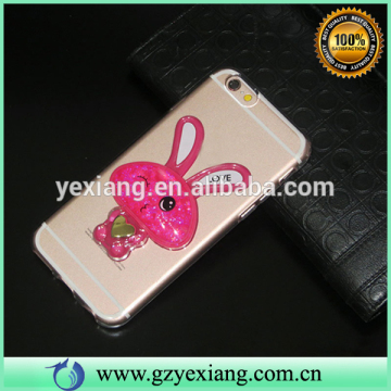 High quality 3d rabbit liquid phone case for iphone 5/5s/se tpu back cover