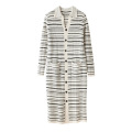 Retro collar simple horizontal stripe long coat