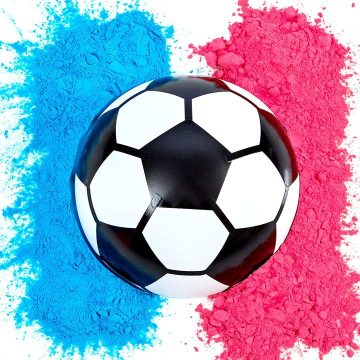 Baby Shower Soccer Ball Gender Reveal Powder - Blue and Pink