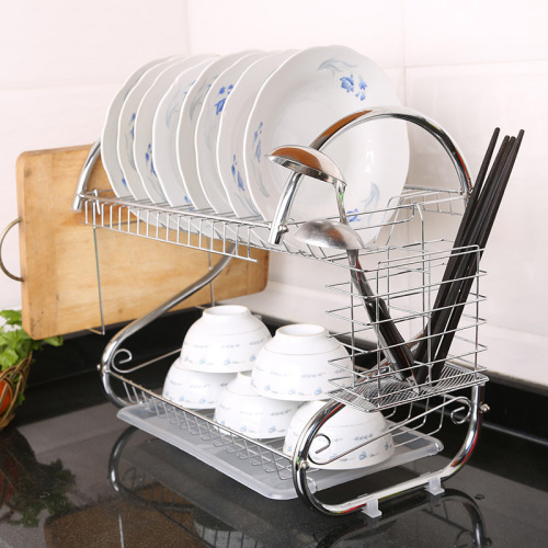 2-tier Dish Drying Rack With Utensil Holder