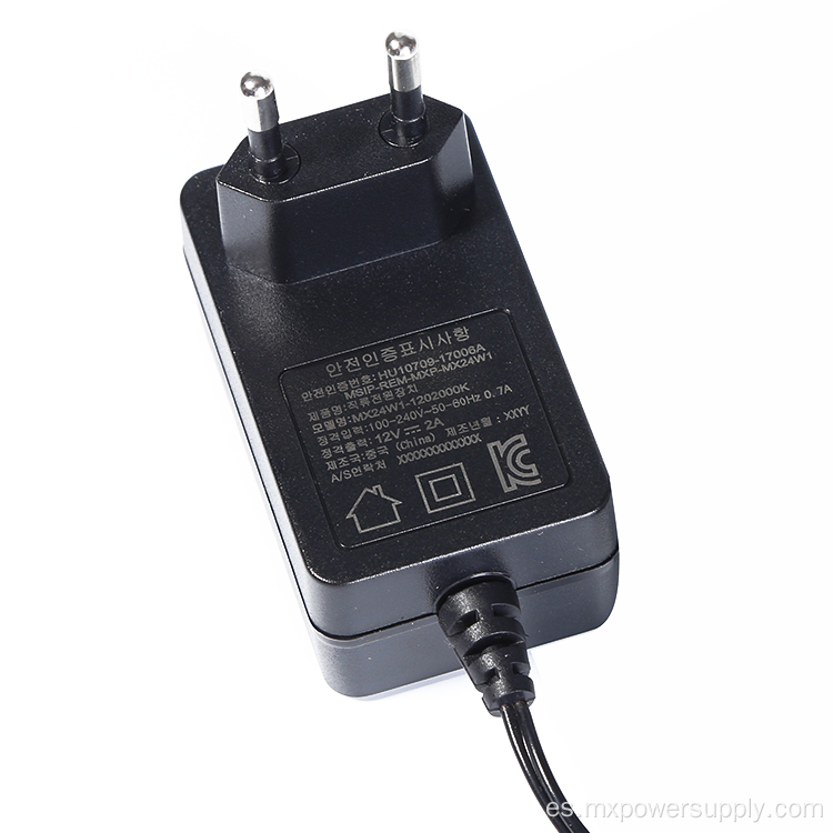 Cargador de tipo de pared adaptador de 12V2A con KC KCC