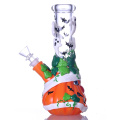 8.3in Oppiesgle, broncio di vetro di zucca ed elfi disegnati a mano, grazioso bong di Halloween, tubo d'acqua di vetro borosilicato con pipistrello