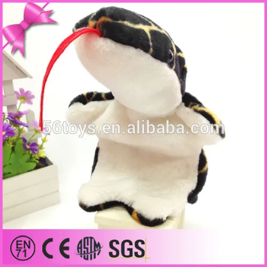 China manufacture snake plush hand puppet,soft toy snake