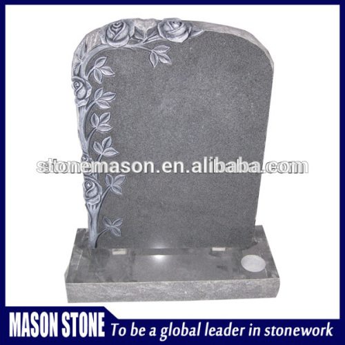 Classic grave monuments with carved rose blue pearl granite headstone