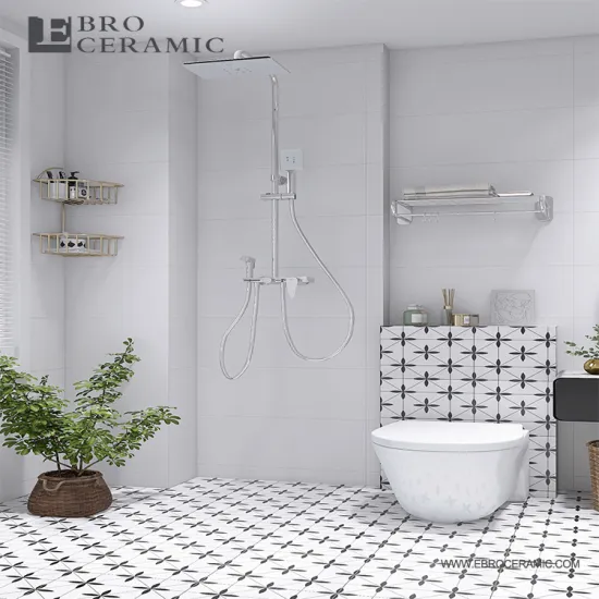Pure Grey Beige White Bathroom Tiles - Moroccan Design 300x600