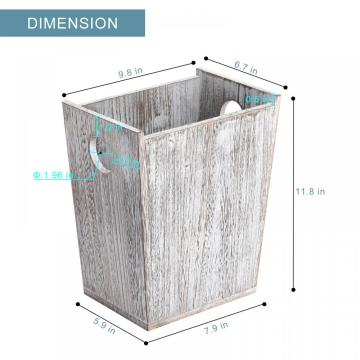 Rustic Wood Garbage Can with 2 Circular Handles