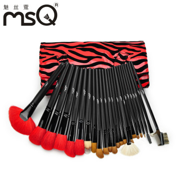 MSQ 24 PCS Pure Natural Wool & Horsehair Zebra Stripe Makeup Brush Set
