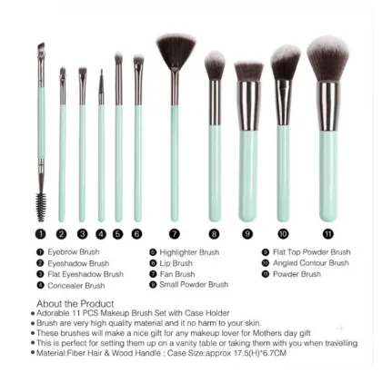 HZM 11Pcs Customized makeup brushes Set private label