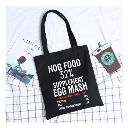 Shoulder diagonal black canvas bag