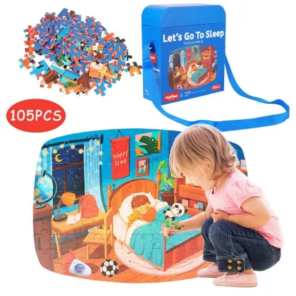 Goodnight Theme 105pcs Brain Teaser Puzzle for Kids: The Educational Backpack Box Jigsaw Game