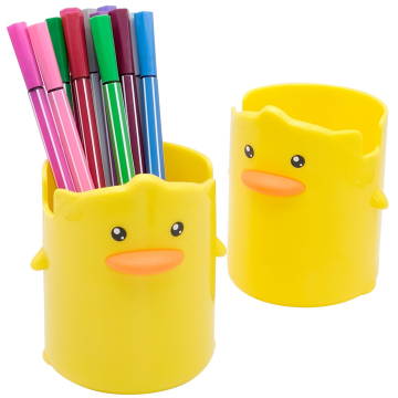 Cute Yellow Duck Silicone Pen Holder Box Storage Organizer