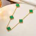Collar colgante de trébol de rayas verdes de lujo