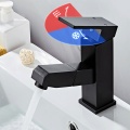 Matte Black Pull Out Deck Mounted Basin Faucet