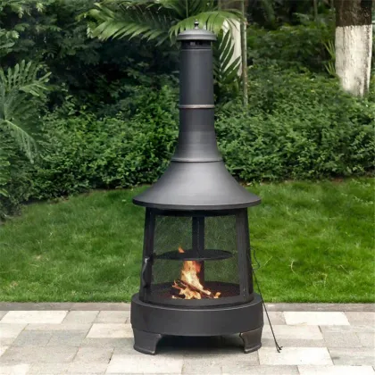 outdoor chimenea black fire pit fire steel