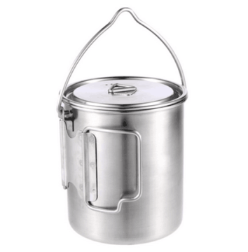 Portable Outdoor 750ml Stainless Steel Folding Hanging Pan with Lid