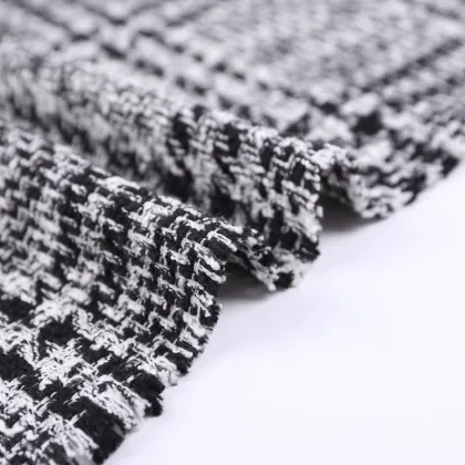 Polyester Houndstooth Luxury Wool Women Tweed Fabric