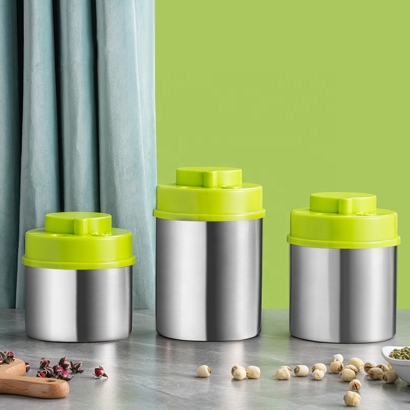 Plastic Lid Stainless Steel Airtight Canister