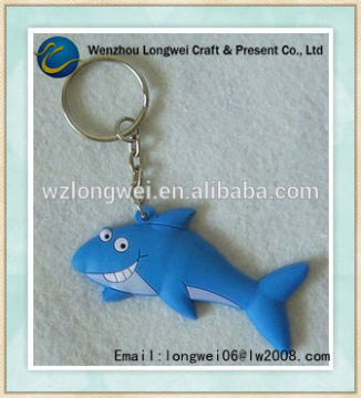 coin holder shark pvc cartoon keychain/custom rubber keychain