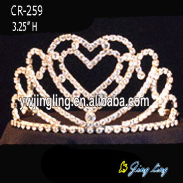 Coronas de diamantes de imitación corazón tiaras de bodas de cristal