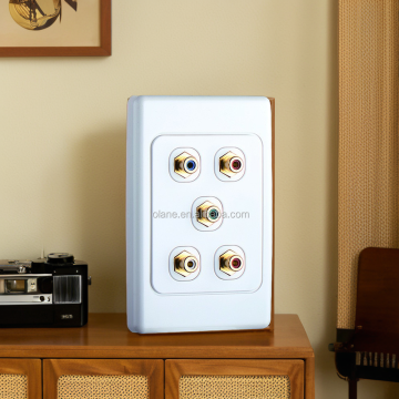 Customizable Long-Life RCA Wall Plate with RGB and Audio Ports, 220V Compatible