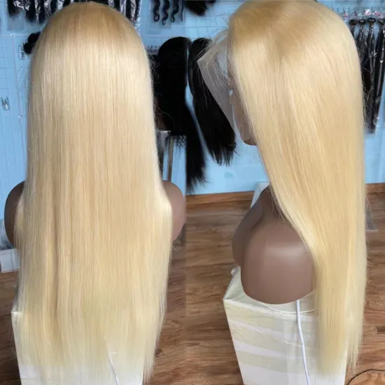Full Lace Human Hair Wig,40 Inch 613 Virgin Hair Full Lace Wig Blonde Full Cuticle Aligned Brazilian Swiss Lace Short 180%