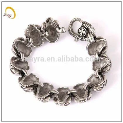 bead bracelet Fashion Jewelry 2015 Leather Stainless Steel Jewelry Skull Bracelet