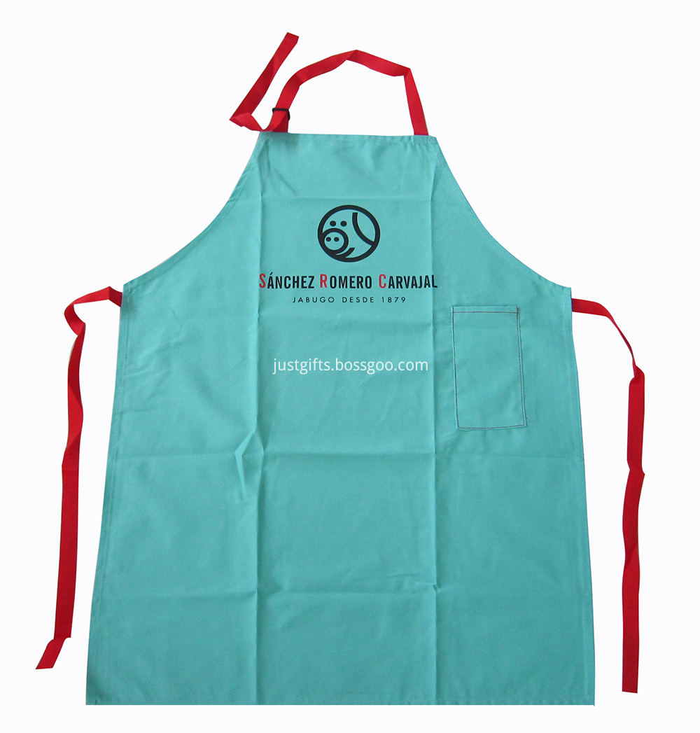 Promotional Imprinted Cotton Apron w Printed Logo Colored Strap