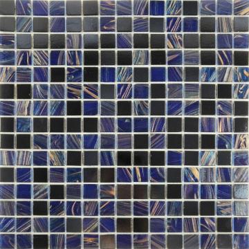 Gold line Glazed Blue black Minimalist mosaic tiles