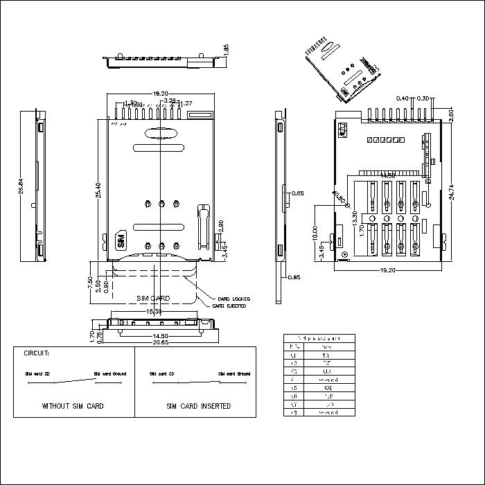 SIM series 10Pin with boss 1.85mm height connector ATK-SIM10B185A016