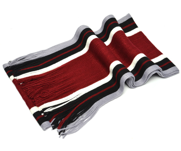 Vertical Stripes Knitting Scarf Red