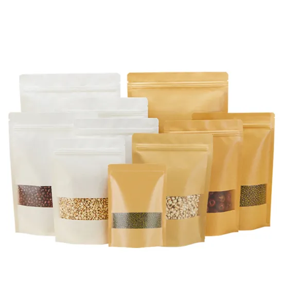Kraft Craft Paper Standing Up Pouches With Window