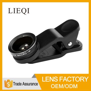 High quality universal clip 3 in 1 wide angle macro fisheye cellphone camera lense