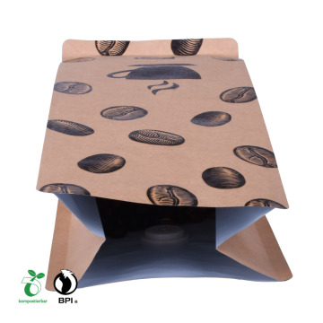 Bolsa inferior de la caja de papel compostable Ziplock de los alimentos para la fábrica de café China