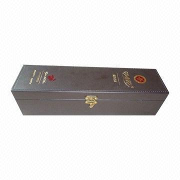 Square Leather Wine Box for Packing Single Bottle, Easy-to-carry