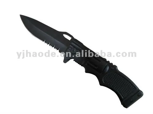 stianless steel side chain aluminium handle pocket knife ( black oxide coating)
