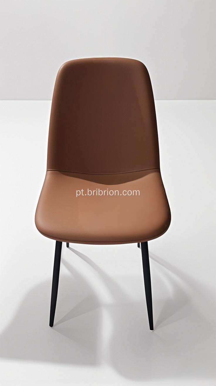 Cadeira de jantar de couro PU com pernas de metal resistente