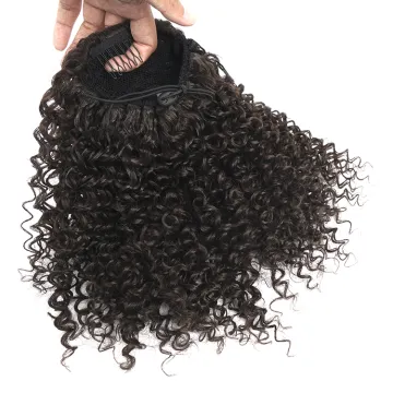 Afro Kinky Curly Ponytail African American Short Wrap Synthetic Drawstring Puff Pony Tail Clip in Hair Extensions