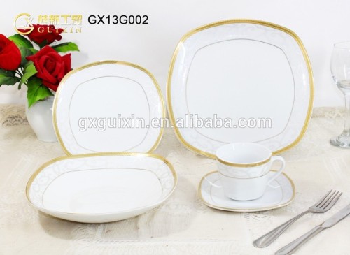 20-piece Square Golden Porcelain Dishes set with Decal