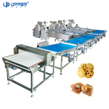 Automated Biscuit Packaging Line with Metal Detector for Pastry Food Products