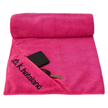 Serviette de sport serviette de gym en microfibre avec poche à fermeture éclair