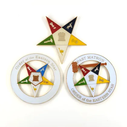 Order of the Eastern Star Gavel Car Emblem - 3 Inch Round Masonic Auto Emblem